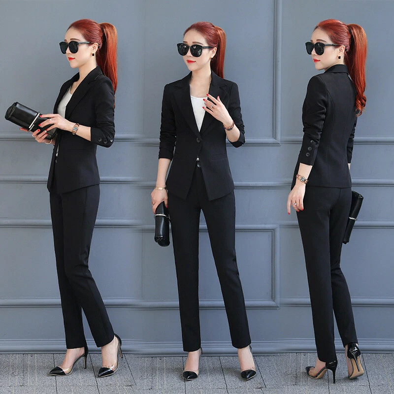 2Pcs Womens Formal Dress Comfort Pants Weddings Blazer Coat Office Uniform  Suits