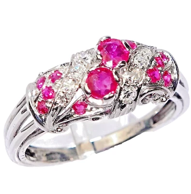 Ring Gold Rubine 0,36. Diamanten 0,32ct. 750/18K Gr.61/19,4mm änderbar 5,4g - Bild 1 von 4