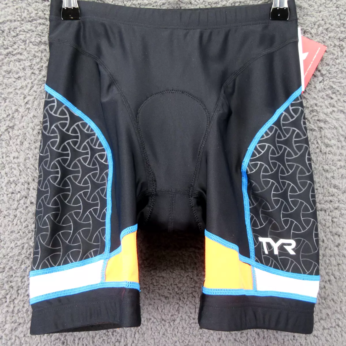 TYR Tri Short Mens XS Black Blue Orange Competitor Compression