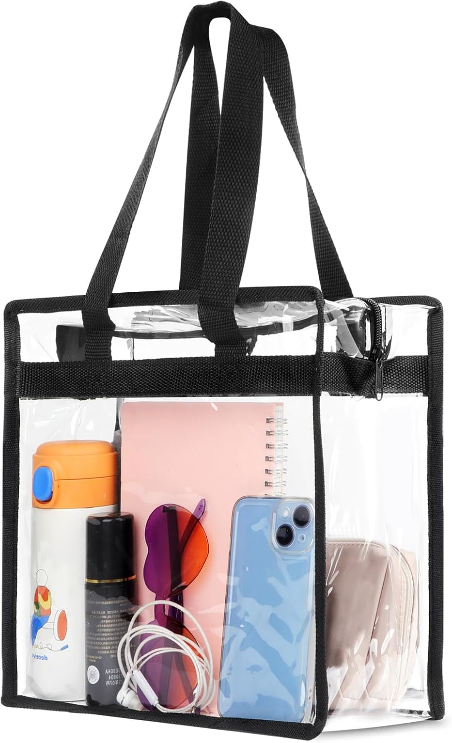 Clear Bag for Stadium Events Approved, 12X6X12 Large Transparent Tote Bag with Z