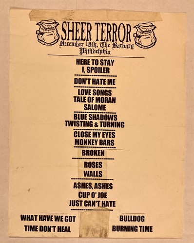 SHEER TERROR 2011 SETLIST # 3 DECEMBER 18 2011 THE BARBARY PHILADELPHIA PA NYHC - 第 1/2 張圖片