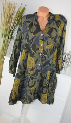 ITALY MODA Kleid ETHNO Motiv Paisley Midi TOP dress OLIV Gr M L 38 40 H/M-3 NEU