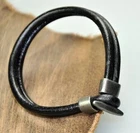 Cool Wrap Mens 4mm Leather Cords Surfer Bracelet Wristband Black