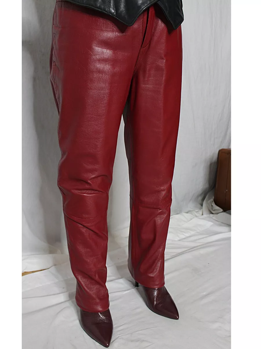 Womens Rem Garson leather pants red maroon vintage 80s 90s size 10 see pics