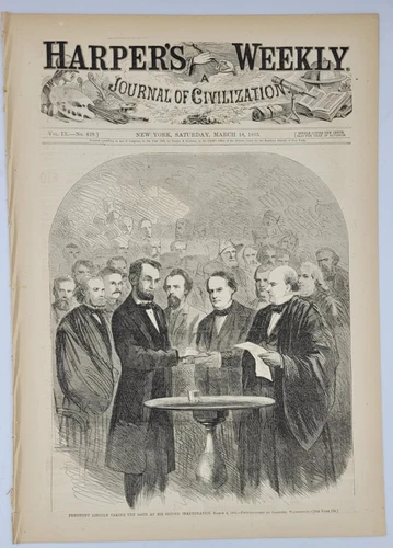 Harper's Weekly 3/18/1865 Lincoln 2nd Inauguration / with Malice toward none