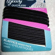 17 Black Goody Ouchless 5 Velvet Mixed Pack Elastic Hair Band Ponytailers Secure