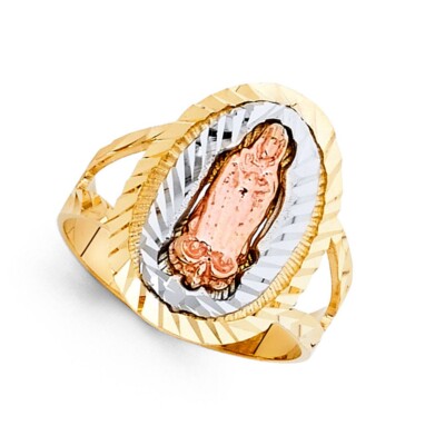 GOLD - 14K Tri Color Gold Our Lady of Guadalupe Ring | eBay