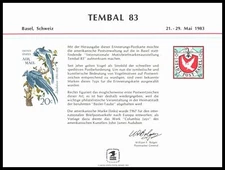 1983 TEMBAL Basel Germany Souvenir Card SC83 SCCS: PS-44