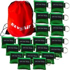 100 Pcs Green KeyRing CPR Masks with Keychain Face Shield AED CPR Face Mask