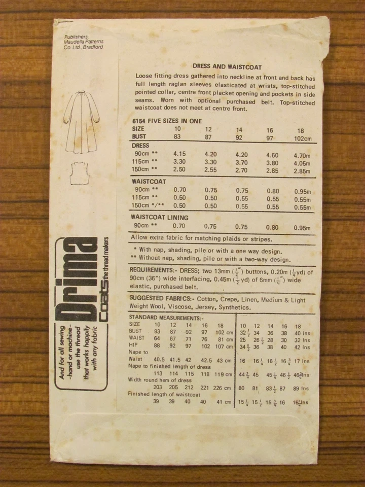 NEW LOOK (maudella) - 6154 LADIES DRESS FLARED BUTTONS RAGLAN VEST 10-18 UNCUT  - Image 2 of 2