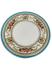 Vtg Set Of 2 Cresent & Sons China #19203 Multi-Color Floral W/ Turquoise Rim