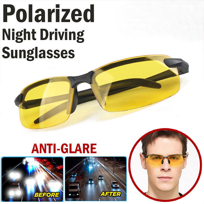 Polarized Night Vision Driving Glasses HD Yellow Lens Tinted Unisex Anti  Glare