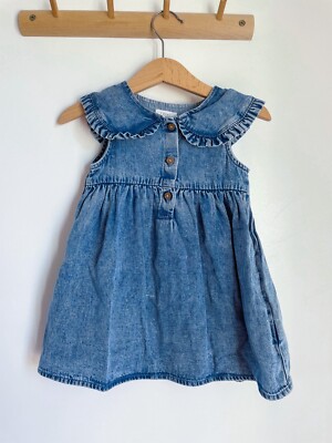 Next Baby Girls Denim Dress Age 12-18 Months UK