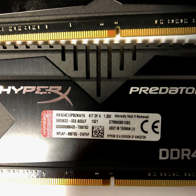 Lot of 4 - Kingston HyperX Predator 4GB DDR4 RAM (HX424C12PB2K4/16