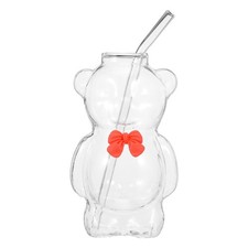 330ml Bear Glass Cup With Straw Honey Bear Straw Cup For Birthday Gift Women