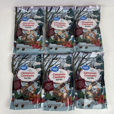 (6) Walmart Great Value Cinnamon Cranberry Trail Mix 5.5oz Bag Christmas Holiday