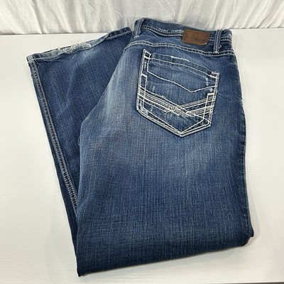 BKE Men s Seth Straight Leg Jeans 36R Distressed Cotton Denim Western