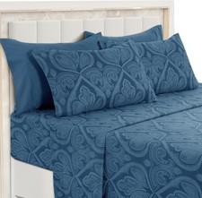 D cor Paisley Cal King Sheet Set 6 Piece Ultra-Soft Microfiber Bed