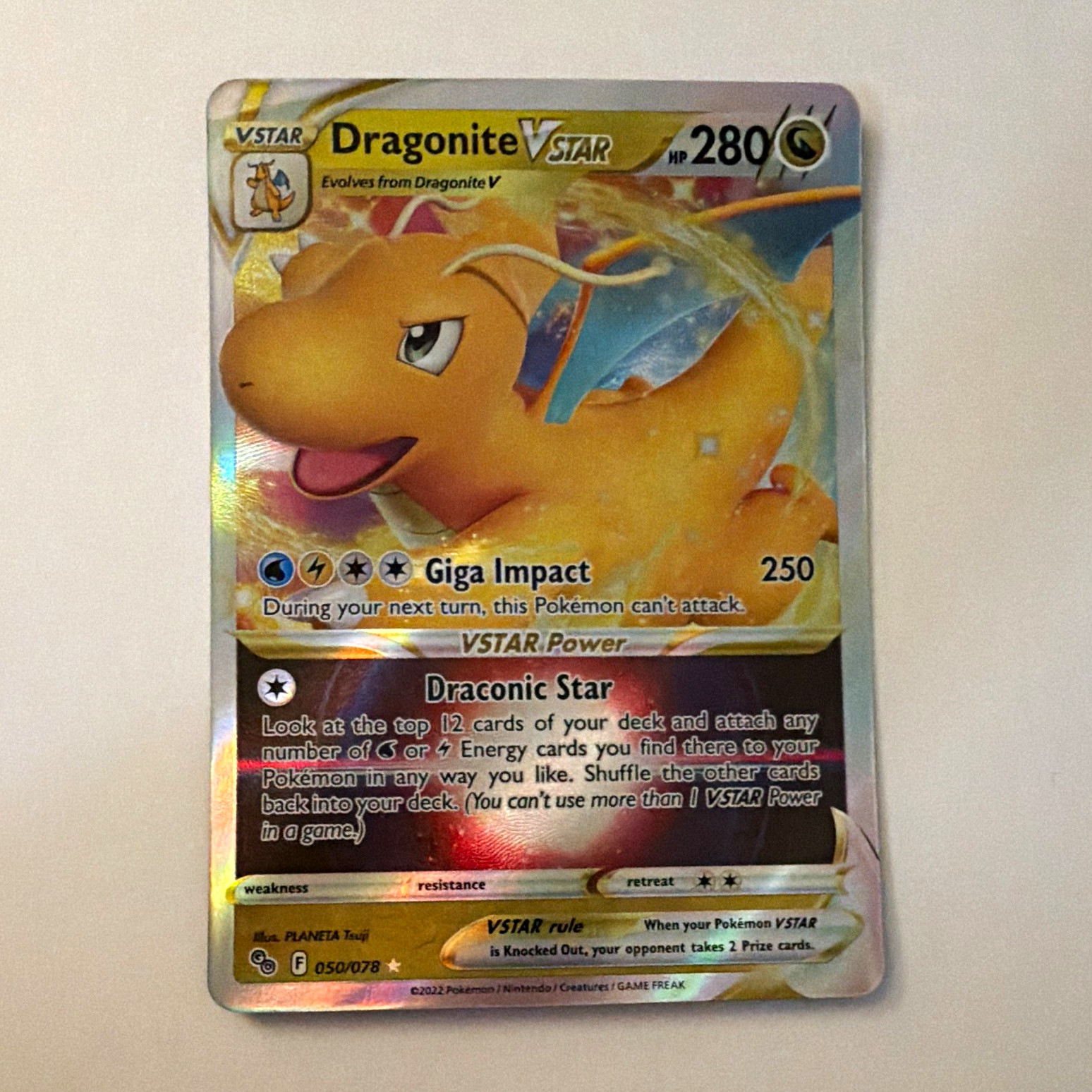 Pokemon TCG Dragonite VSTAR 050/078 Pokemon GO Rare Holo 280HP EN 2022
