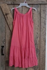 Bella Umbra Made In ITALY 100% Linen Pink Ruffle Sundress Halter Tie Back Sz S
