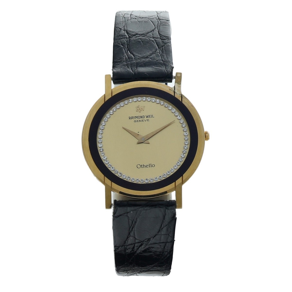 Vintage Raymond Weil Othello 18k YG Plated Diamond Ultrathin