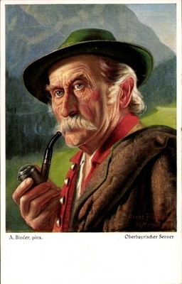 Artist Postcard Binder, Alois, Upper Bavarian Dairyman, Smoking Pipe,... - 11553113