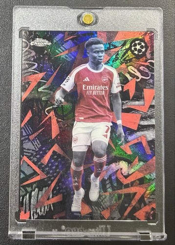 Bukayo Saka 2025/26 Topps Chrome UEFA Arsenal Soccer Card SSP Rare