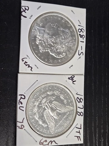 Pair Of Gem Bu Morgans Fresh From Roll..very Nice..1878 7tf Rev 79 And 1881-S.