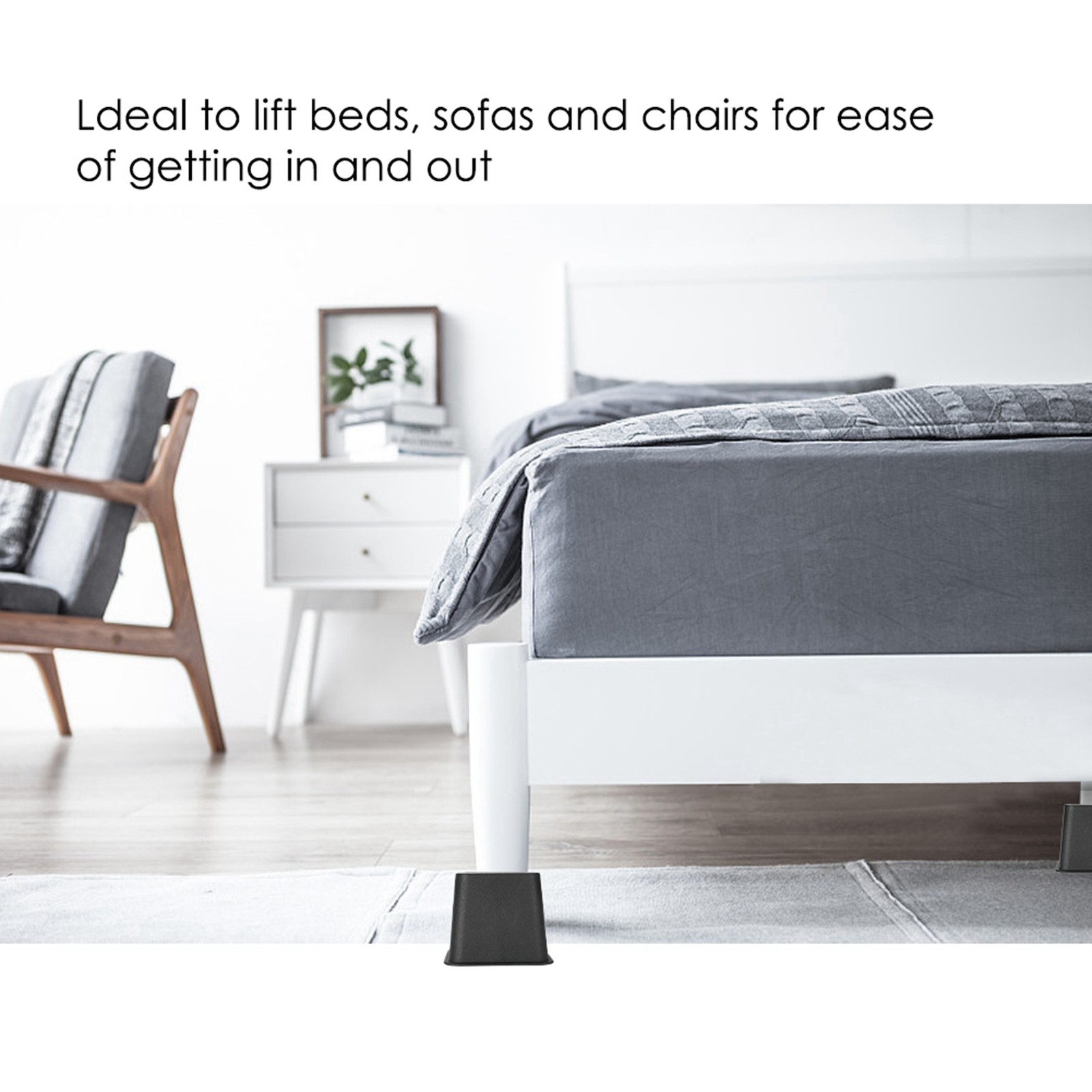 4Pcs/set 3 Furniture Raisers Adjustable Bed Chair Riser Wide Feet Lift Stands