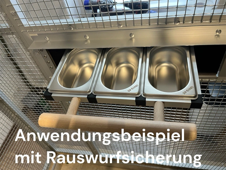 Futternapf Edelstahl XXL Futterbar Papageien Kakadu Amazone Graupapagei 3 Näpfen - Bild 1 von 4