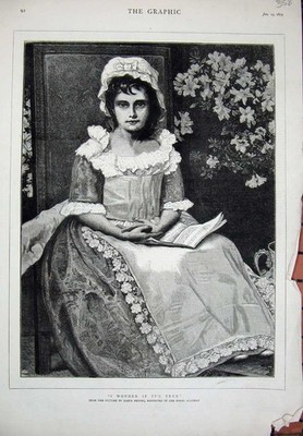 Alter antiker Druck 1879 Maria Brooks Royal Academy junges Mädchen Lesebuch 19.