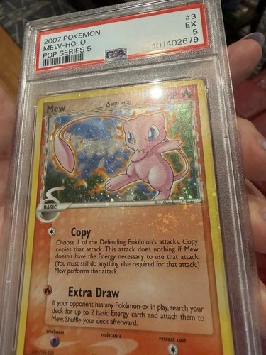 Pokemon Mew Pop Series 5 Holo Rare #3 PSA 5 CORRECTED BACK HOLO BLEED SWIRL