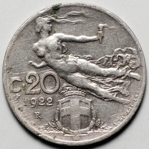 Photo of a 1922 Italy 20 Centesimi (1863-1943) from an eBay listing that sold on Jul 14, 2026