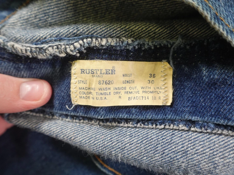 Vintage Rustler Jeans Mens 36x30 Blue Denim Made USA Relaxed Straight 90s USA - Image 2 of 4