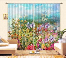 3D Colorful Garden Flowers ZHUA621 Photo Curtain Window Blockout Fabric Amy 2023
