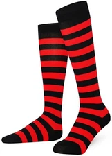 Knee High Socks Stripe, Seamless Toe, Finest Combed Cotton