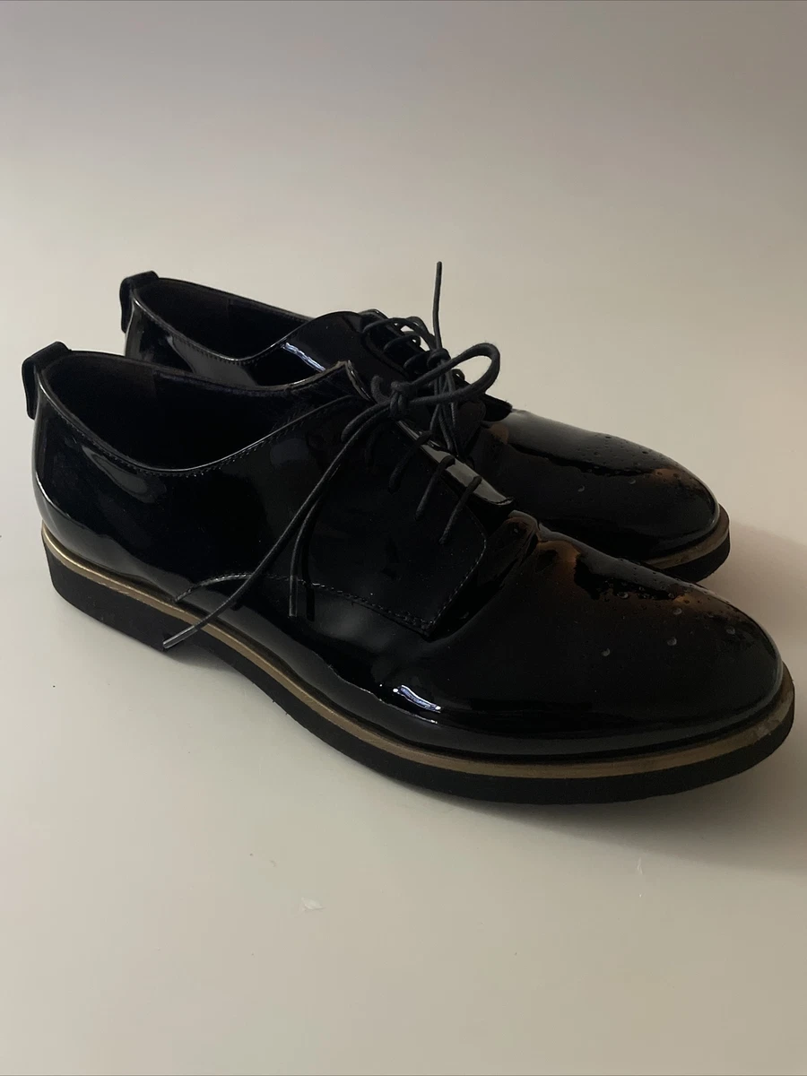 AGL 350 Patent Leather Lace Up Oxford Shoes Size 40 EU Mint Condition