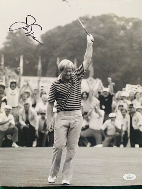 Jack Nicklaus Autographed Signed HAND 11x14 MOUNTED PHOTO AWESOME GOLF POSE JSA 