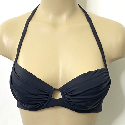 Victoria's Secret Bikini Top Womens size 32C Underwire Lightly Padded Cups  Black
