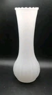 Vintage Milk Glass Ribbed 12" Vase Sawtooth Scalloped Rim