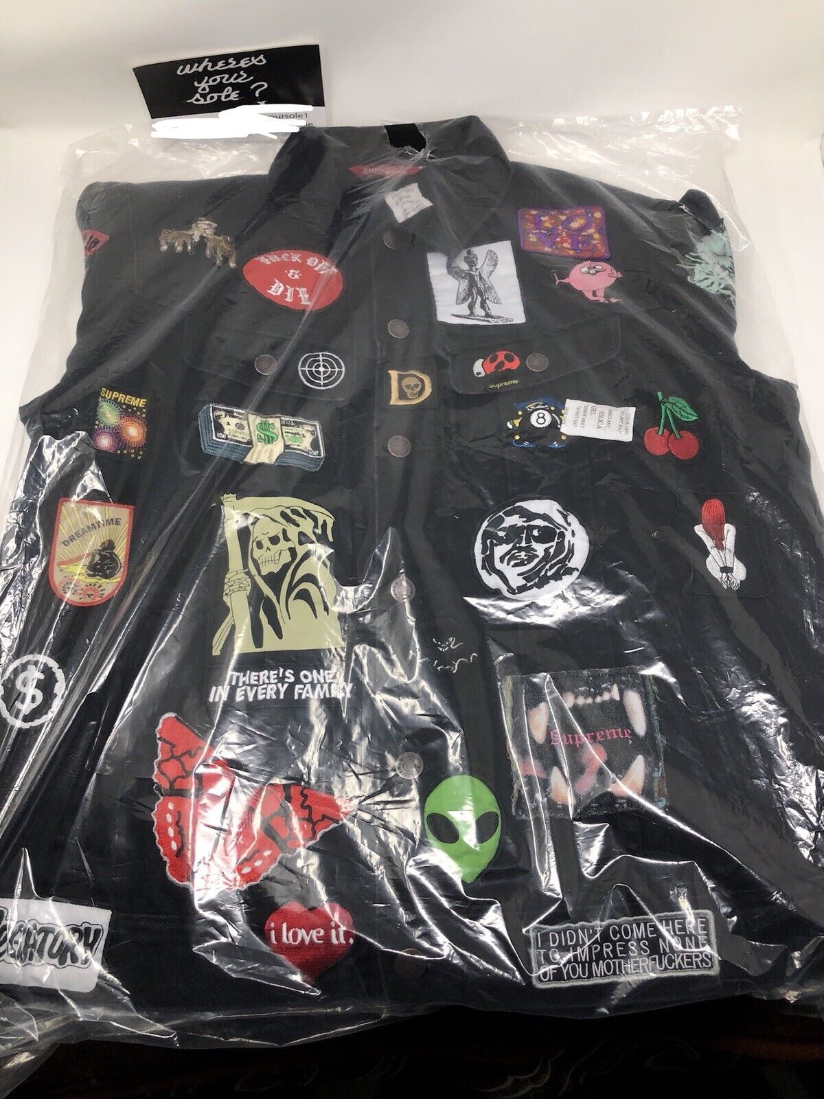 Supreme Patched Denim Trucker Jacket Black Size Extra Large Xl