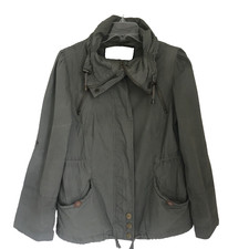Neu Look Womens Jacket Size Us 6 Uk10 Tab Sleeve Green Long Thin Elastic Waist