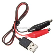 Alligator Test Clips Clamp to USB Male Connector Power Supply Adapter Cable 60cm