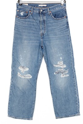 LEVI S RIBCAGE STRAIGHT ANKLE Jeans Damen Größe W30 L27 Distressed PREMIUM Big E