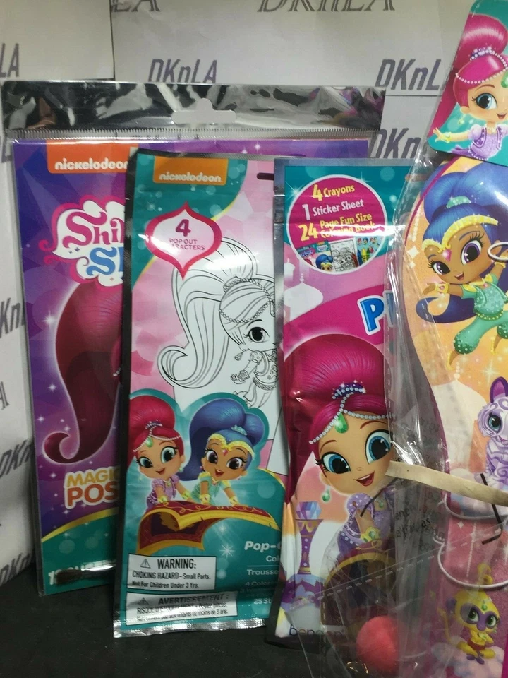 Suministros para fiestas de cumpleaños Shimmer and Shine, paquetes de juegos. Tatuajes, bola de pádel nuevo en paquete Foto 2 de 4