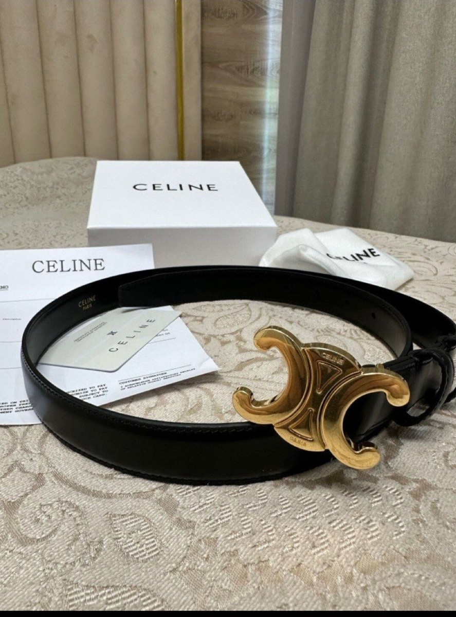 CELINE Women's Belt Classic genuine calfskin black color, 85