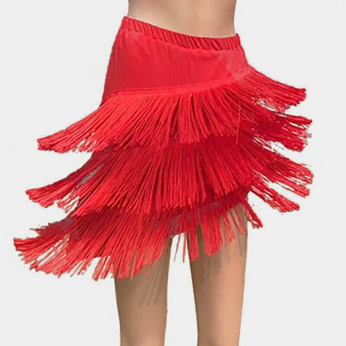 Lady Latin Tassel Fringe Skirt Dancewear Samba Salsa Dance Dress Ballroom Modern - Picture 4 of 16