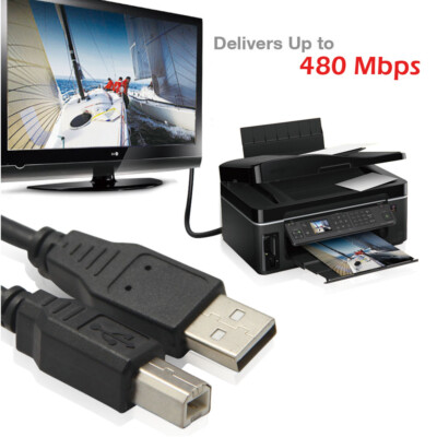 USB Printer Cable - USB A to B Cable for Hp, Canon, Brother, Dell, Plug Play Lot