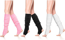 3 Pairs Women Knit Leg Warmers Knee Ballet Thigh High Leg Warmers Socks