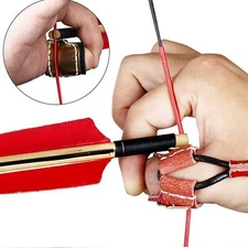 Traditional Bow Cowhide Copper Thumb Ring Finger Guard Archery Protector Gear 